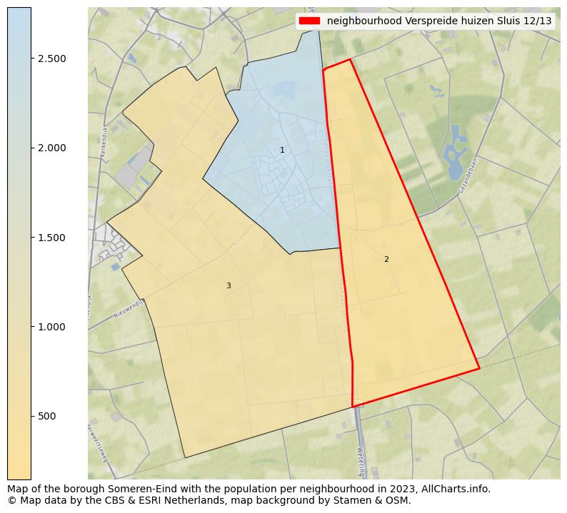 Map of the borough Someren-Eind with the population per neighbourhood in 2022. This page shows a lot of information about residents (such as the distribution by age groups, family composition, gender, native or Dutch with an immigration background, ...), homes (numbers, types, price development, use, type of property, ...) and more (car ownership, energy consumption, ...) based on open data from the Dutch Central Bureau of Statistics and various other sources!