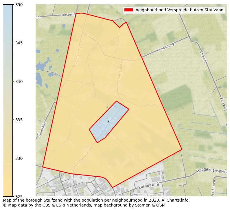 Map of the borough Stuifzand with the population per neighbourhood in 2023. This page shows a lot of information about residents (such as the distribution by age groups, family composition, gender, native or Dutch with an immigration background, ...), homes (numbers, types, price development, use, type of property, ...) and more (car ownership, energy consumption, ...) based on open data from the Dutch Central Bureau of Statistics and various other sources!