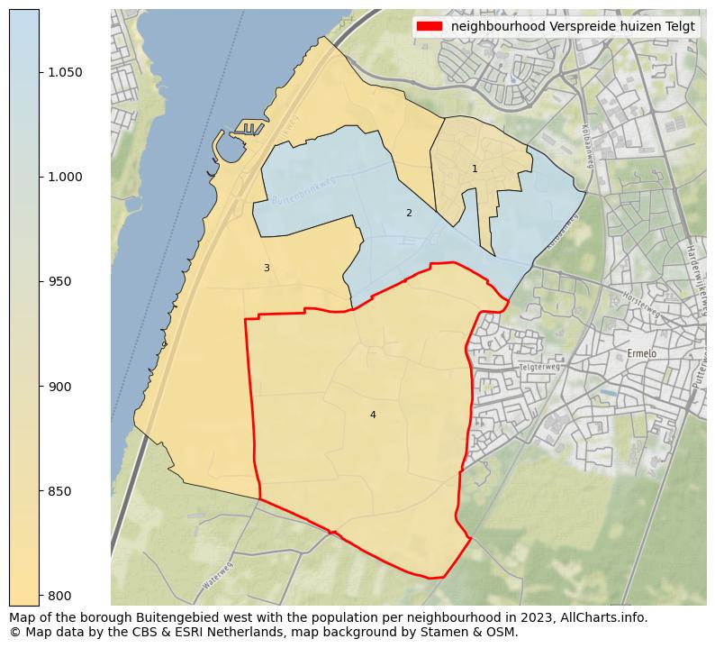 Map of the borough Buitengebied west with the population per neighbourhood in 2023. This page shows a lot of information about residents (such as the distribution by age groups, family composition, gender, native or Dutch with an immigration background, ...), homes (numbers, types, price development, use, type of property, ...) and more (car ownership, energy consumption, ...) based on open data from the Dutch Central Bureau of Statistics and various other sources!