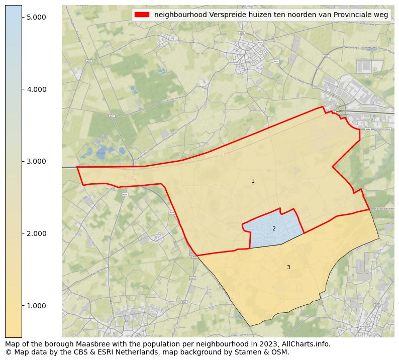 Map of the borough Maasbree with the population per neighbourhood in 2023. This page shows a lot of information about residents (such as the distribution by age groups, family composition, gender, native or Dutch with an immigration background, ...), homes (numbers, types, price development, use, type of property, ...) and more (car ownership, energy consumption, ...) based on open data from the Dutch Central Bureau of Statistics and various other sources!