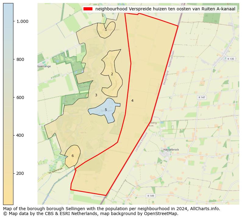 Image of the neighbourhood Verspreide huizen ten oosten van Ruiten A-kanaal at the map. This image is used as introduction to this page. This page shows a lot of information about the population in the neighbourhood Verspreide huizen ten oosten van Ruiten A-kanaal (such as the distribution by age groups of the residents, the composition of households, whether inhabitants are natives or Dutch with an immigration background, data about the houses (numbers, types, price development, use, type of property, ...) and more (car ownership, energy consumption, ...) based on open data from the Dutch Central Bureau of Statistics and various other sources!