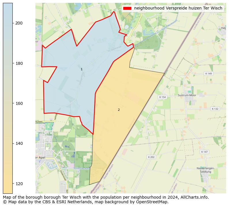 Image of the neighbourhood Verspreide huizen Ter Wisch at the map. This image is used as introduction to this page. This page shows a lot of information about the population in the neighbourhood Verspreide huizen Ter Wisch (such as the distribution by age groups of the residents, the composition of households, whether inhabitants are natives or Dutch with an immigration background, data about the houses (numbers, types, price development, use, type of property, ...) and more (car ownership, energy consumption, ...) based on open data from the Dutch Central Bureau of Statistics and various other sources!