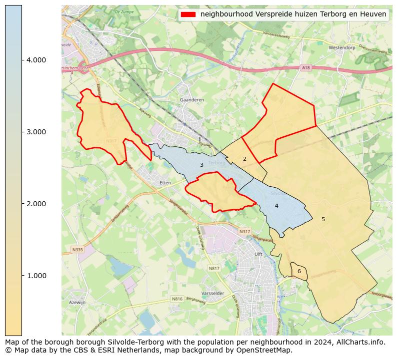 Image of the neighbourhood Verspreide huizen Terborg en Heuven at the map. This image is used as introduction to this page. This page shows a lot of information about the population in the neighbourhood Verspreide huizen Terborg en Heuven (such as the distribution by age groups of the residents, the composition of households, whether inhabitants are natives or Dutch with an immigration background, data about the houses (numbers, types, price development, use, type of property, ...) and more (car ownership, energy consumption, ...) based on open data from the Dutch Central Bureau of Statistics and various other sources!