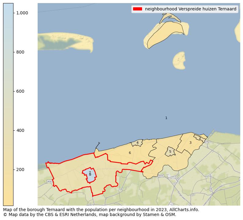 Map of the borough Ternaard with the population per neighbourhood in 2023. This page shows a lot of information about residents (such as the distribution by age groups, family composition, gender, native or Dutch with an immigration background, ...), homes (numbers, types, price development, use, type of property, ...) and more (car ownership, energy consumption, ...) based on open data from the Dutch Central Bureau of Statistics and various other sources!