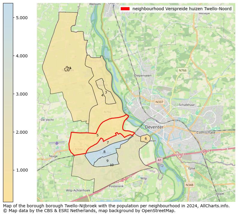 Image of the neighbourhood Verspreide huizen Twello-Noord at the map. This image is used as introduction to this page. This page shows a lot of information about the population in the neighbourhood Verspreide huizen Twello-Noord (such as the distribution by age groups of the residents, the composition of households, whether inhabitants are natives or Dutch with an immigration background, data about the houses (numbers, types, price development, use, type of property, ...) and more (car ownership, energy consumption, ...) based on open data from the Dutch Central Bureau of Statistics and various other sources!