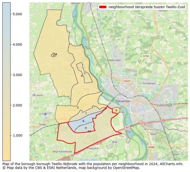 Image of the neighbourhood Verspreide huizen Twello-Zuid at the map. This image is used as introduction to this page. This page shows a lot of information about the population in the neighbourhood Verspreide huizen Twello-Zuid (such as the distribution by age groups of the residents, the composition of households, whether inhabitants are natives or Dutch with an immigration background, data about the houses (numbers, types, price development, use, type of property, ...) and more (car ownership, energy consumption, ...) based on open data from the Dutch Central Bureau of Statistics and various other sources!