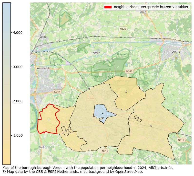 Image of the neighbourhood Verspreide huizen Vierakker at the map. This image is used as introduction to this page. This page shows a lot of information about the population in the neighbourhood Verspreide huizen Vierakker (such as the distribution by age groups of the residents, the composition of households, whether inhabitants are natives or Dutch with an immigration background, data about the houses (numbers, types, price development, use, type of property, ...) and more (car ownership, energy consumption, ...) based on open data from the Dutch Central Bureau of Statistics and various other sources!