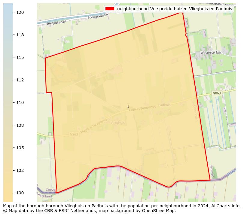 Image of the neighbourhood Verspreide huizen Vlieghuis en Padhuis at the map. This image is used as introduction to this page. This page shows a lot of information about the population in the neighbourhood Verspreide huizen Vlieghuis en Padhuis (such as the distribution by age groups of the residents, the composition of households, whether inhabitants are natives or Dutch with an immigration background, data about the houses (numbers, types, price development, use, type of property, ...) and more (car ownership, energy consumption, ...) based on open data from the Dutch Central Bureau of Statistics and various other sources!