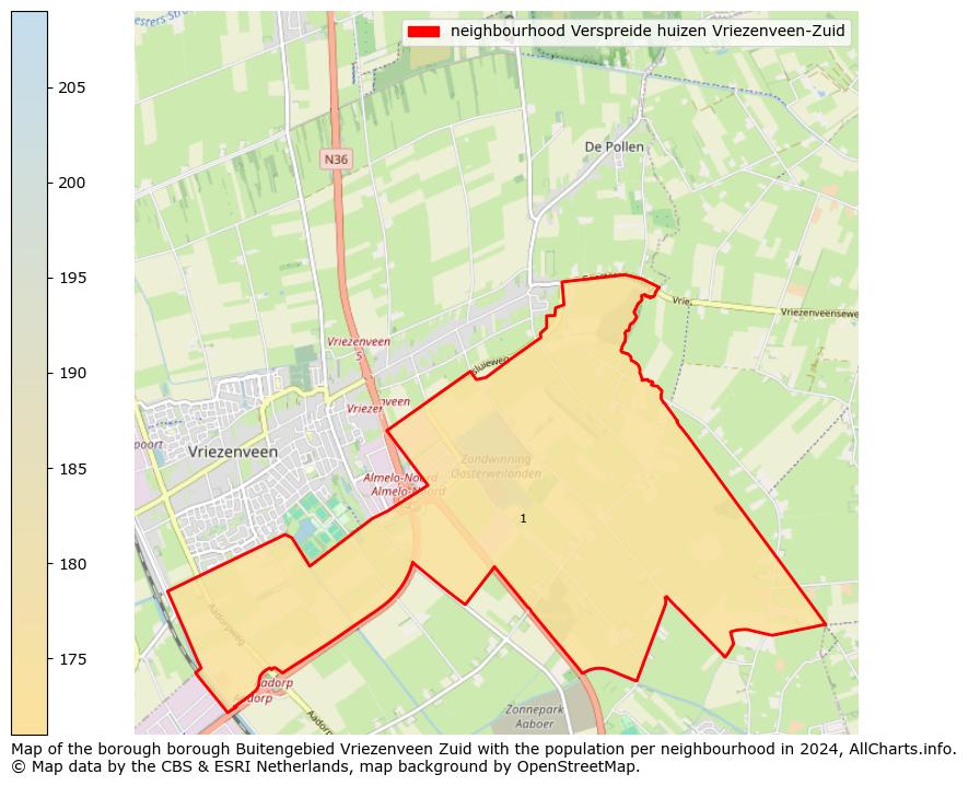 Image of the neighbourhood Verspreide huizen Vriezenveen-Zuid at the map. This image is used as introduction to this page. This page shows a lot of information about the population in the neighbourhood Verspreide huizen Vriezenveen-Zuid (such as the distribution by age groups of the residents, the composition of households, whether inhabitants are natives or Dutch with an immigration background, data about the houses (numbers, types, price development, use, type of property, ...) and more (car ownership, energy consumption, ...) based on open data from the Dutch Central Bureau of Statistics and various other sources!