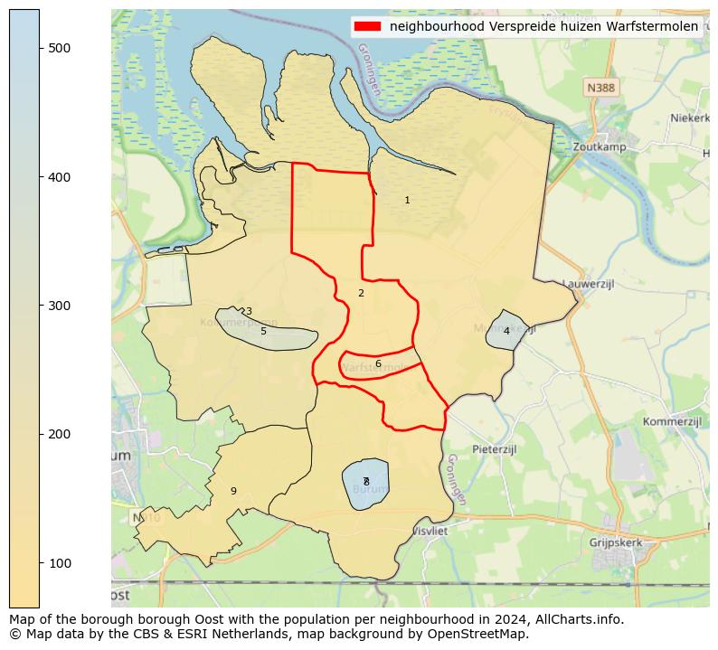 Image of the neighbourhood Verspreide huizen Warfstermolen at the map. This image is used as introduction to this page. This page shows a lot of information about the population in the neighbourhood Verspreide huizen Warfstermolen (such as the distribution by age groups of the residents, the composition of households, whether inhabitants are natives or Dutch with an immigration background, data about the houses (numbers, types, price development, use, type of property, ...) and more (car ownership, energy consumption, ...) based on open data from the Dutch Central Bureau of Statistics and various other sources!