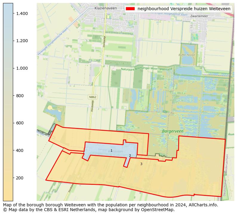 Image of the neighbourhood Verspreide huizen Weiteveen at the map. This image is used as introduction to this page. This page shows a lot of information about the population in the neighbourhood Verspreide huizen Weiteveen (such as the distribution by age groups of the residents, the composition of households, whether inhabitants are natives or Dutch with an immigration background, data about the houses (numbers, types, price development, use, type of property, ...) and more (car ownership, energy consumption, ...) based on open data from the Dutch Central Bureau of Statistics and various other sources!