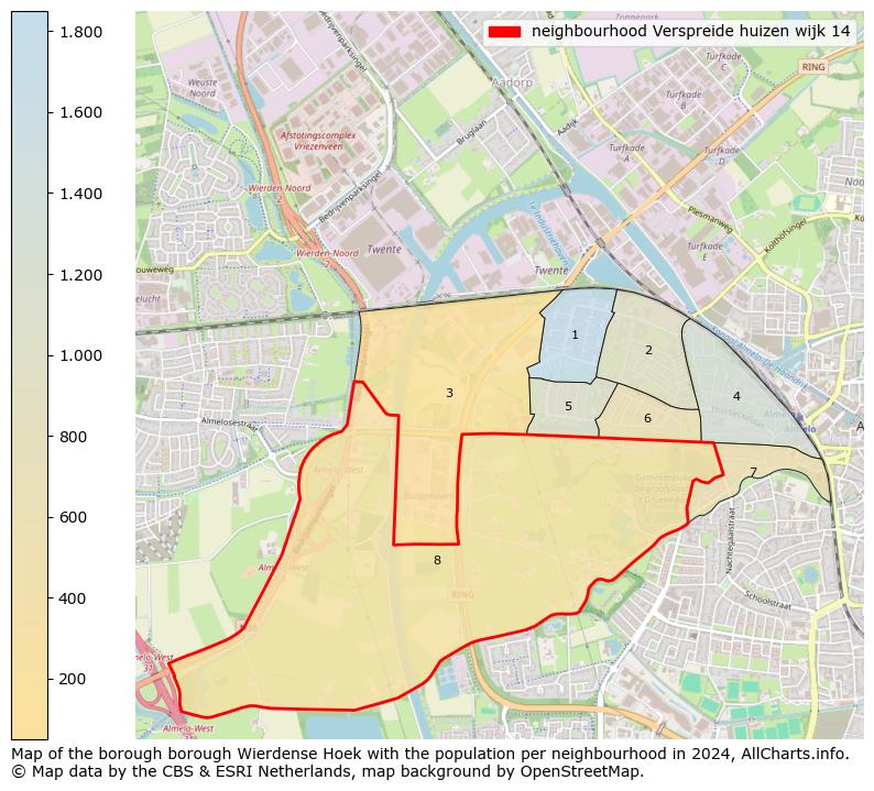 Image of the neighbourhood Verspreide huizen wijk 14 at the map. This image is used as introduction to this page. This page shows a lot of information about the population in the neighbourhood Verspreide huizen wijk 14 (such as the distribution by age groups of the residents, the composition of households, whether inhabitants are natives or Dutch with an immigration background, data about the houses (numbers, types, price development, use, type of property, ...) and more (car ownership, energy consumption, ...) based on open data from the Dutch Central Bureau of Statistics and various other sources!