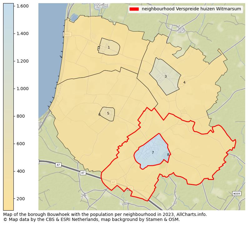 Map of the borough Bouwhoek with the population per neighbourhood in 2022. This page shows a lot of information about residents (such as the distribution by age groups, family composition, gender, native or Dutch with an immigration background, ...), homes (numbers, types, price development, use, type of property, ...) and more (car ownership, energy consumption, ...) based on open data from the Dutch Central Bureau of Statistics and various other sources!
