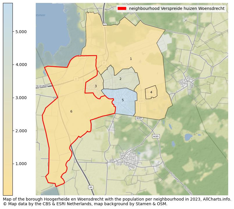 Map of the borough Hoogerheide en Woensdrecht with the population per neighbourhood in 2023. This page shows a lot of information about residents (such as the distribution by age groups, family composition, gender, native or Dutch with an immigration background, ...), homes (numbers, types, price development, use, type of property, ...) and more (car ownership, energy consumption, ...) based on open data from the Dutch Central Bureau of Statistics and various other sources!