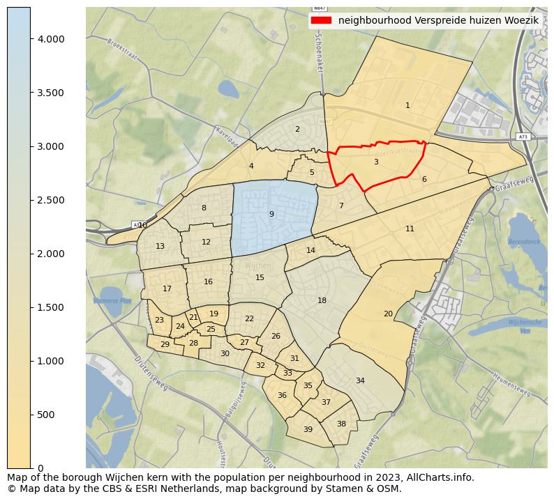 Map of the borough Wijchen kern with the population per neighbourhood in 2022. This page shows a lot of information about residents (such as the distribution by age groups, family composition, gender, native or Dutch with an immigration background, ...), homes (numbers, types, price development, use, type of property, ...) and more (car ownership, energy consumption, ...) based on open data from the Dutch Central Bureau of Statistics and various other sources!