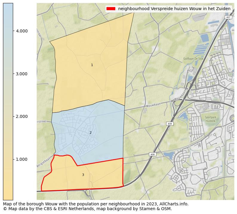 Map of the borough Wouw with the population per neighbourhood in 2023. This page shows a lot of information about residents (such as the distribution by age groups, family composition, gender, native or Dutch with an immigration background, ...), homes (numbers, types, price development, use, type of property, ...) and more (car ownership, energy consumption, ...) based on open data from the Dutch Central Bureau of Statistics and various other sources!