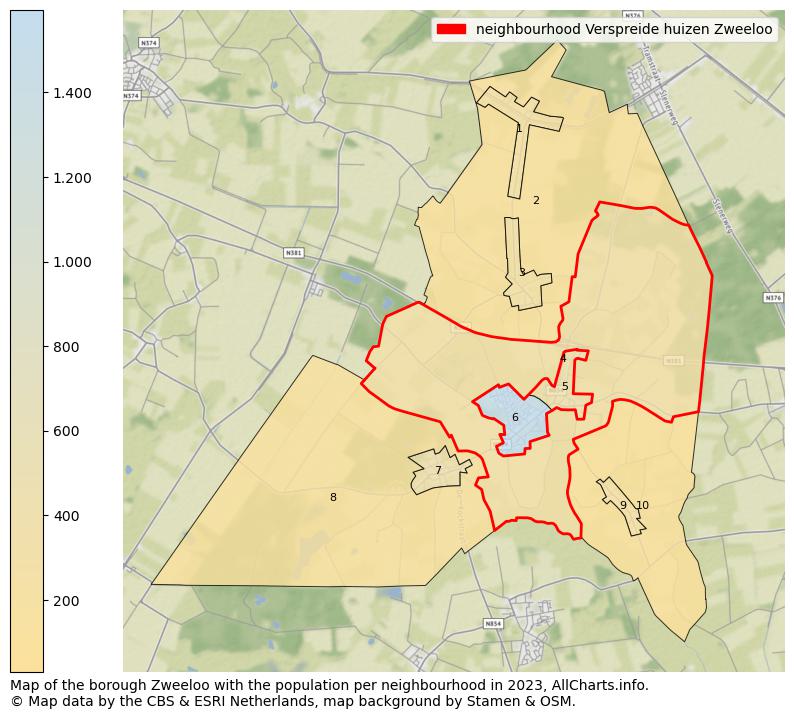 Map of the borough Zweeloo with the population per neighbourhood in 2021. This page shows a lot of information about residents (such as the distribution by age groups, family composition, gender, native or Dutch with an immigration background, ...), homes (numbers, types, price development, use, type of property, ...) and more (car ownership, energy consumption, ...) based on open data from the Dutch Central Bureau of Statistics and various other sources!