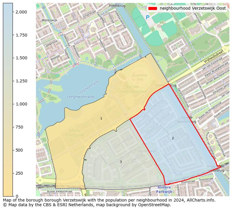 Image of the neighbourhood Verzetswijk Oost at the map. This image is used as introduction to this page. This page shows a lot of information about the population in the neighbourhood Verzetswijk Oost (such as the distribution by age groups of the residents, the composition of households, whether inhabitants are natives or Dutch with an immigration background, data about the houses (numbers, types, price development, use, type of property, ...) and more (car ownership, energy consumption, ...) based on open data from the Dutch Central Bureau of Statistics and various other sources!