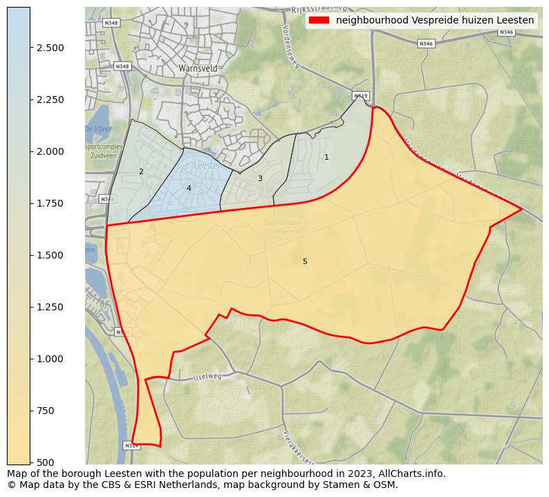 Map of the borough Leesten with the population per neighbourhood in 2023. This page shows a lot of information about residents (such as the distribution by age groups, family composition, gender, native or Dutch with an immigration background, ...), homes (numbers, types, price development, use, type of property, ...) and more (car ownership, energy consumption, ...) based on open data from the Dutch Central Bureau of Statistics and various other sources!