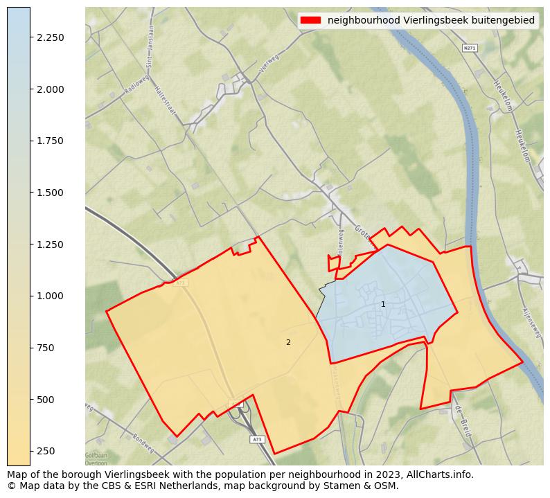 Map of the borough Vierlingsbeek with the population per neighbourhood in 2023. This page shows a lot of information about residents (such as the distribution by age groups, family composition, gender, native or Dutch with an immigration background, ...), homes (numbers, types, price development, use, type of property, ...) and more (car ownership, energy consumption, ...) based on open data from the Dutch Central Bureau of Statistics and various other sources!