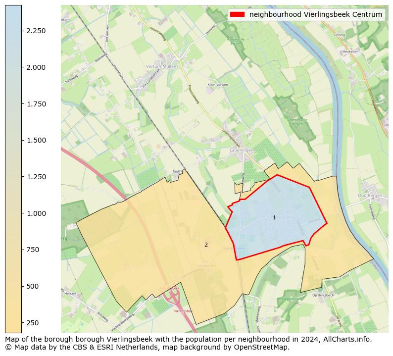 Image of the neighbourhood Vierlingsbeek Centrum at the map. This image is used as introduction to this page. This page shows a lot of information about the population in the neighbourhood Vierlingsbeek Centrum (such as the distribution by age groups of the residents, the composition of households, whether inhabitants are natives or Dutch with an immigration background, data about the houses (numbers, types, price development, use, type of property, ...) and more (car ownership, energy consumption, ...) based on open data from the Dutch Central Bureau of Statistics and various other sources!