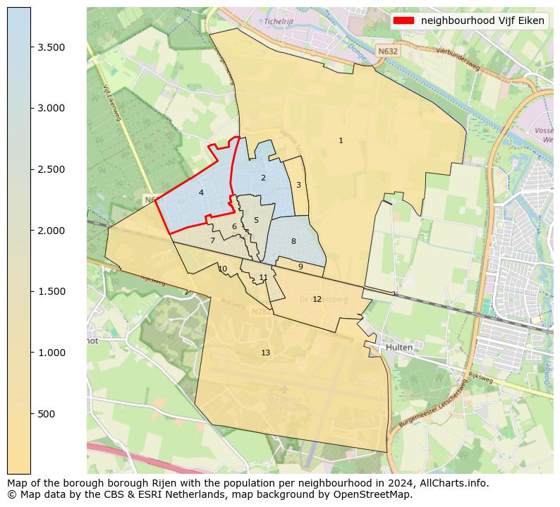 Image of the neighbourhood Vijf Eiken at the map. This image is used as introduction to this page. This page shows a lot of information about the population in the neighbourhood Vijf Eiken (such as the distribution by age groups of the residents, the composition of households, whether inhabitants are natives or Dutch with an immigration background, data about the houses (numbers, types, price development, use, type of property, ...) and more (car ownership, energy consumption, ...) based on open data from the Dutch Central Bureau of Statistics and various other sources!