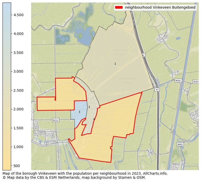 Map of the borough Vinkeveen with the population per neighbourhood in 2023. This page shows a lot of information about residents (such as the distribution by age groups, family composition, gender, native or Dutch with an immigration background, ...), homes (numbers, types, price development, use, type of property, ...) and more (car ownership, energy consumption, ...) based on open data from the Dutch Central Bureau of Statistics and various other sources!