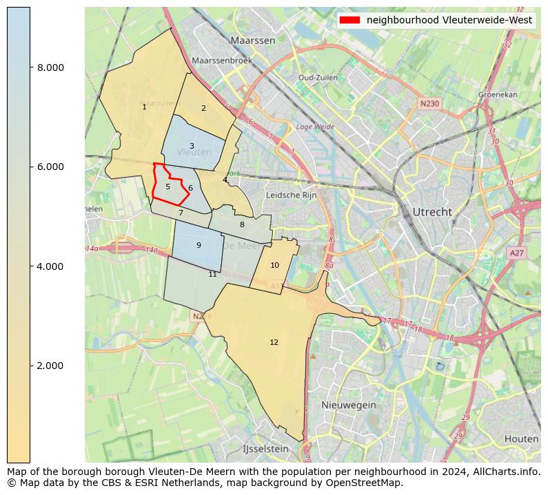 Image of the neighbourhood Vleuterweide-West at the map. This image is used as introduction to this page. This page shows a lot of information about the population in the neighbourhood Vleuterweide-West (such as the distribution by age groups of the residents, the composition of households, whether inhabitants are natives or Dutch with an immigration background, data about the houses (numbers, types, price development, use, type of property, ...) and more (car ownership, energy consumption, ...) based on open data from the Dutch Central Bureau of Statistics and various other sources!