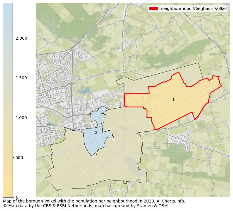 Map of the borough Volkel with the population per neighbourhood in 2023. This page shows a lot of information about residents (such as the distribution by age groups, family composition, gender, native or Dutch with an immigration background, ...), homes (numbers, types, price development, use, type of property, ...) and more (car ownership, energy consumption, ...) based on open data from the Dutch Central Bureau of Statistics and various other sources!