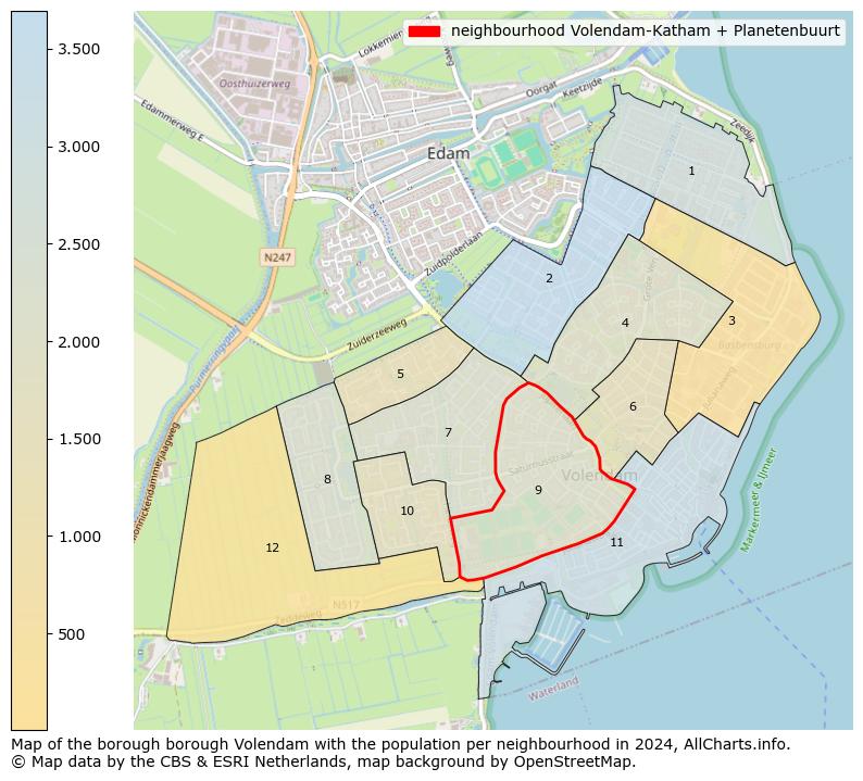 Image of the neighbourhood Volendam-Katham + Planetenbuurt at the map. This image is used as introduction to this page. This page shows a lot of information about the population in the neighbourhood Volendam-Katham + Planetenbuurt (such as the distribution by age groups of the residents, the composition of households, whether inhabitants are natives or Dutch with an immigration background, data about the houses (numbers, types, price development, use, type of property, ...) and more (car ownership, energy consumption, ...) based on open data from the Dutch Central Bureau of Statistics and various other sources!