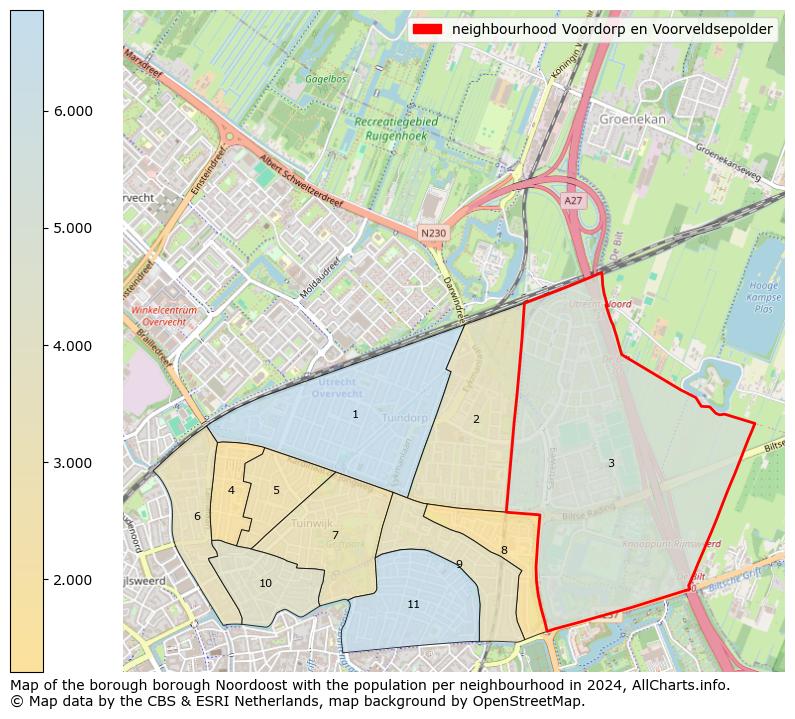 Image of the neighbourhood Voordorp en Voorveldsepolder at the map. This image is used as introduction to this page. This page shows a lot of information about the population in the neighbourhood Voordorp en Voorveldsepolder (such as the distribution by age groups of the residents, the composition of households, whether inhabitants are natives or Dutch with an immigration background, data about the houses (numbers, types, price development, use, type of property, ...) and more (car ownership, energy consumption, ...) based on open data from the Dutch Central Bureau of Statistics and various other sources!