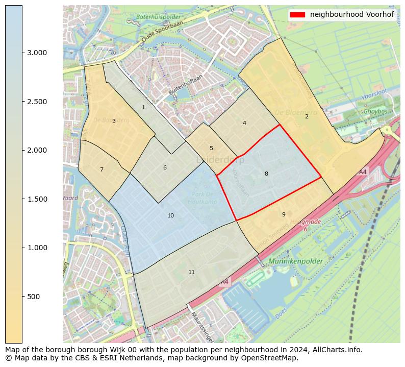 Image of the neighbourhood Voorhof at the map. This image is used as introduction to this page. This page shows a lot of information about the population in the neighbourhood Voorhof (such as the distribution by age groups of the residents, the composition of households, whether inhabitants are natives or Dutch with an immigration background, data about the houses (numbers, types, price development, use, type of property, ...) and more (car ownership, energy consumption, ...) based on open data from the Dutch Central Bureau of Statistics and various other sources!