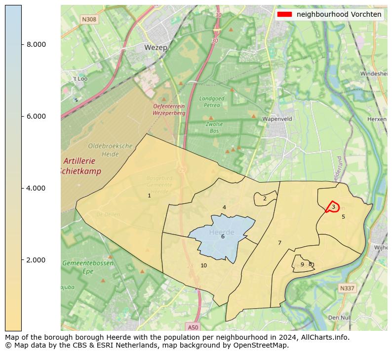 Image of the neighbourhood Vorchten at the map. This image is used as introduction to this page. This page shows a lot of information about the population in the neighbourhood Vorchten (such as the distribution by age groups of the residents, the composition of households, whether inhabitants are natives or Dutch with an immigration background, data about the houses (numbers, types, price development, use, type of property, ...) and more (car ownership, energy consumption, ...) based on open data from the Dutch Central Bureau of Statistics and various other sources!