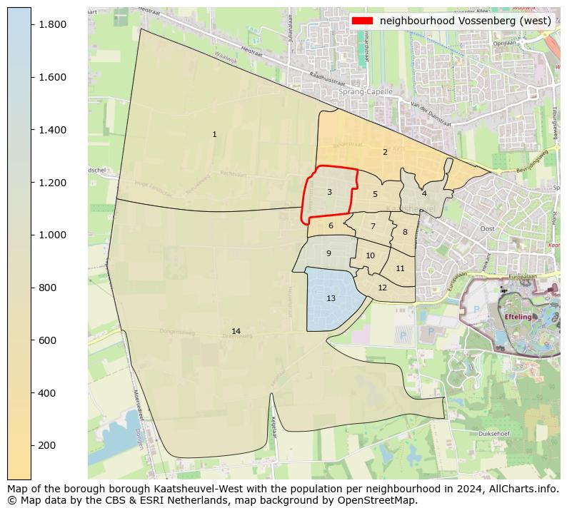 Image of the neighbourhood Vossenberg (west) at the map. This image is used as introduction to this page. This page shows a lot of information about the population in the neighbourhood Vossenberg (west) (such as the distribution by age groups of the residents, the composition of households, whether inhabitants are natives or Dutch with an immigration background, data about the houses (numbers, types, price development, use, type of property, ...) and more (car ownership, energy consumption, ...) based on open data from the Dutch Central Bureau of Statistics and various other sources!