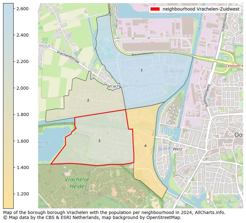 Image of the neighbourhood Vrachelen-Zuidwest at the map. This image is used as introduction to this page. This page shows a lot of information about the population in the neighbourhood Vrachelen-Zuidwest (such as the distribution by age groups of the residents, the composition of households, whether inhabitants are natives or Dutch with an immigration background, data about the houses (numbers, types, price development, use, type of property, ...) and more (car ownership, energy consumption, ...) based on open data from the Dutch Central Bureau of Statistics and various other sources!