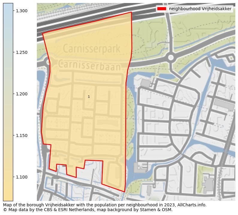 Map of the borough Vrijheidsakker with the population per neighbourhood in 2023. This page shows a lot of information about residents (such as the distribution by age groups, family composition, gender, native or Dutch with an immigration background, ...), homes (numbers, types, price development, use, type of property, ...) and more (car ownership, energy consumption, ...) based on open data from the Dutch Central Bureau of Statistics and various other sources!