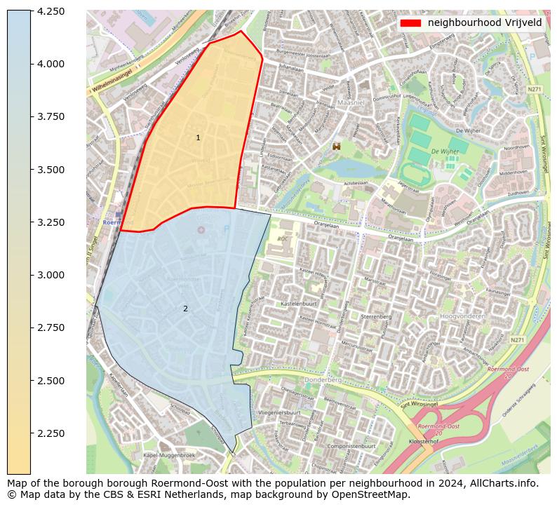 Image of the neighbourhood Vrijveld at the map. This image is used as introduction to this page. This page shows a lot of information about the population in the neighbourhood Vrijveld (such as the distribution by age groups of the residents, the composition of households, whether inhabitants are natives or Dutch with an immigration background, data about the houses (numbers, types, price development, use, type of property, ...) and more (car ownership, energy consumption, ...) based on open data from the Dutch Central Bureau of Statistics and various other sources!