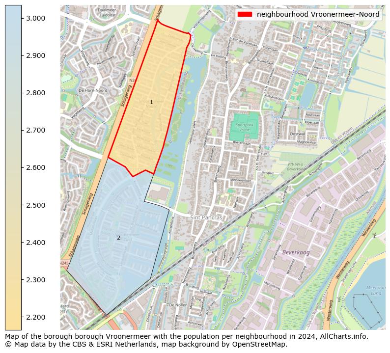 Image of the neighbourhood Vroonermeer-Noord at the map. This image is used as introduction to this page. This page shows a lot of information about the population in the neighbourhood Vroonermeer-Noord (such as the distribution by age groups of the residents, the composition of households, whether inhabitants are natives or Dutch with an immigration background, data about the houses (numbers, types, price development, use, type of property, ...) and more (car ownership, energy consumption, ...) based on open data from the Dutch Central Bureau of Statistics and various other sources!