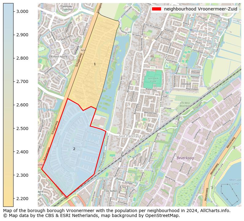 Image of the neighbourhood Vroonermeer-Zuid at the map. This image is used as introduction to this page. This page shows a lot of information about the population in the neighbourhood Vroonermeer-Zuid (such as the distribution by age groups of the residents, the composition of households, whether inhabitants are natives or Dutch with an immigration background, data about the houses (numbers, types, price development, use, type of property, ...) and more (car ownership, energy consumption, ...) based on open data from the Dutch Central Bureau of Statistics and various other sources!