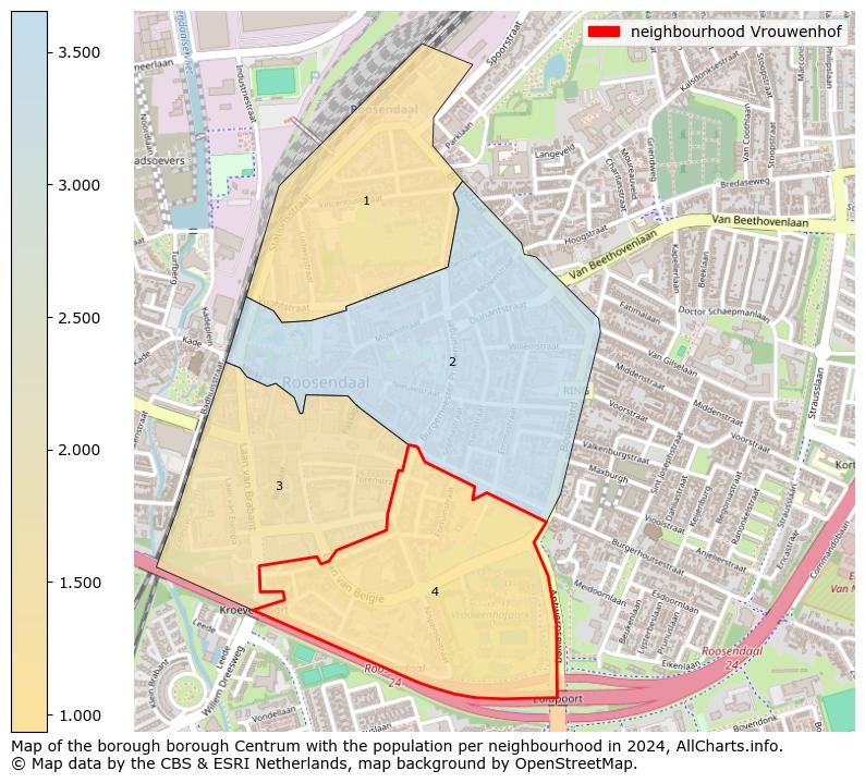 Image of the neighbourhood Vrouwenhof at the map. This image is used as introduction to this page. This page shows a lot of information about the population in the neighbourhood Vrouwenhof (such as the distribution by age groups of the residents, the composition of households, whether inhabitants are natives or Dutch with an immigration background, data about the houses (numbers, types, price development, use, type of property, ...) and more (car ownership, energy consumption, ...) based on open data from the Dutch Central Bureau of Statistics and various other sources!