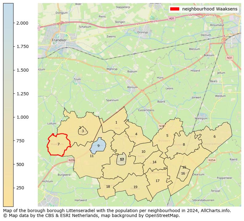 Image of the neighbourhood Waaksens at the map. This image is used as introduction to this page. This page shows a lot of information about the population in the neighbourhood Waaksens (such as the distribution by age groups of the residents, the composition of households, whether inhabitants are natives or Dutch with an immigration background, data about the houses (numbers, types, price development, use, type of property, ...) and more (car ownership, energy consumption, ...) based on open data from the Dutch Central Bureau of Statistics and various other sources!