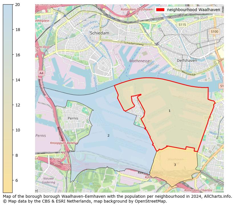 Image of the neighbourhood Waalhaven at the map. This image is used as introduction to this page. This page shows a lot of information about the population in the neighbourhood Waalhaven (such as the distribution by age groups of the residents, the composition of households, whether inhabitants are natives or Dutch with an immigration background, data about the houses (numbers, types, price development, use, type of property, ...) and more (car ownership, energy consumption, ...) based on open data from the Dutch Central Bureau of Statistics and various other sources!