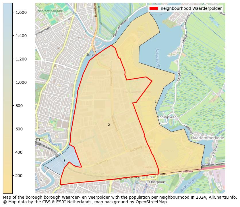 Image of the neighbourhood Waarderpolder at the map. This image is used as introduction to this page. This page shows a lot of information about the population in the neighbourhood Waarderpolder (such as the distribution by age groups of the residents, the composition of households, whether inhabitants are natives or Dutch with an immigration background, data about the houses (numbers, types, price development, use, type of property, ...) and more (car ownership, energy consumption, ...) based on open data from the Dutch Central Bureau of Statistics and various other sources!