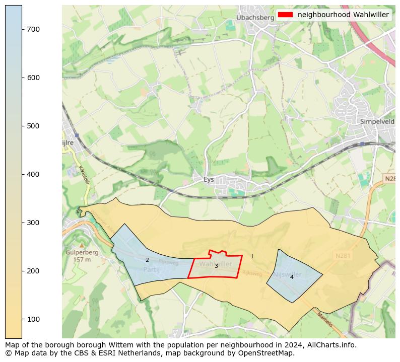 Image of the neighbourhood Wahlwiller at the map. This image is used as introduction to this page. This page shows a lot of information about the population in the neighbourhood Wahlwiller (such as the distribution by age groups of the residents, the composition of households, whether inhabitants are natives or Dutch with an immigration background, data about the houses (numbers, types, price development, use, type of property, ...) and more (car ownership, energy consumption, ...) based on open data from the Dutch Central Bureau of Statistics and various other sources!