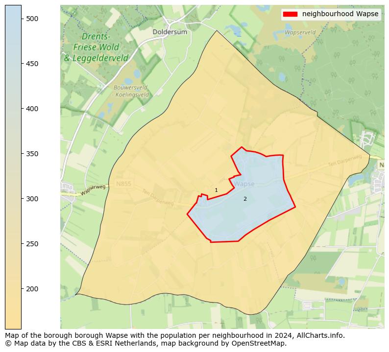 Image of the neighbourhood Wapse at the map. This image is used as introduction to this page. This page shows a lot of information about the population in the neighbourhood Wapse (such as the distribution by age groups of the residents, the composition of households, whether inhabitants are natives or Dutch with an immigration background, data about the houses (numbers, types, price development, use, type of property, ...) and more (car ownership, energy consumption, ...) based on open data from the Dutch Central Bureau of Statistics and various other sources!