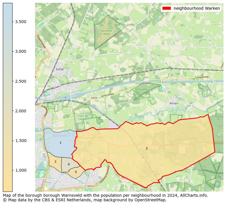 Image of the neighbourhood Warken at the map. This image is used as introduction to this page. This page shows a lot of information about the population in the neighbourhood Warken (such as the distribution by age groups of the residents, the composition of households, whether inhabitants are natives or Dutch with an immigration background, data about the houses (numbers, types, price development, use, type of property, ...) and more (car ownership, energy consumption, ...) based on open data from the Dutch Central Bureau of Statistics and various other sources!