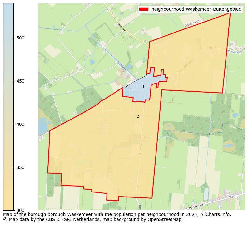 Image of the neighbourhood Waskemeer-Buitengebied at the map. This image is used as introduction to this page. This page shows a lot of information about the population in the neighbourhood Waskemeer-Buitengebied (such as the distribution by age groups of the residents, the composition of households, whether inhabitants are natives or Dutch with an immigration background, data about the houses (numbers, types, price development, use, type of property, ...) and more (car ownership, energy consumption, ...) based on open data from the Dutch Central Bureau of Statistics and various other sources!