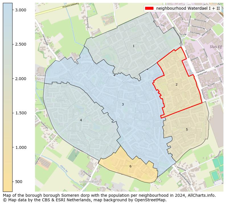 Image of the neighbourhood Waterdael I + II at the map. This image is used as introduction to this page. This page shows a lot of information about the population in the neighbourhood Waterdael I + II (such as the distribution by age groups of the residents, the composition of households, whether inhabitants are natives or Dutch with an immigration background, data about the houses (numbers, types, price development, use, type of property, ...) and more (car ownership, energy consumption, ...) based on open data from the Dutch Central Bureau of Statistics and various other sources!