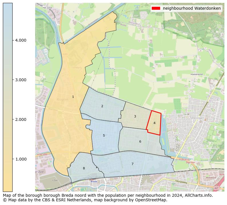 Image of the neighbourhood Waterdonken at the map. This image is used as introduction to this page. This page shows a lot of information about the population in the neighbourhood Waterdonken (such as the distribution by age groups of the residents, the composition of households, whether inhabitants are natives or Dutch with an immigration background, data about the houses (numbers, types, price development, use, type of property, ...) and more (car ownership, energy consumption, ...) based on open data from the Dutch Central Bureau of Statistics and various other sources!