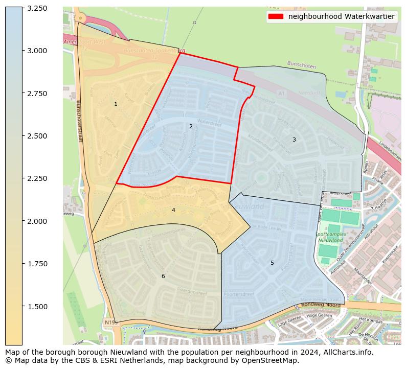 Image of the neighbourhood Waterkwartier at the map. This image is used as introduction to this page. This page shows a lot of information about the population in the neighbourhood Waterkwartier (such as the distribution by age groups of the residents, the composition of households, whether inhabitants are natives or Dutch with an immigration background, data about the houses (numbers, types, price development, use, type of property, ...) and more (car ownership, energy consumption, ...) based on open data from the Dutch Central Bureau of Statistics and various other sources!